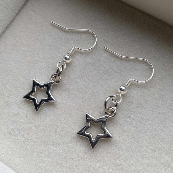 Handmade Silver Star Earrings - Picture 6 of 13